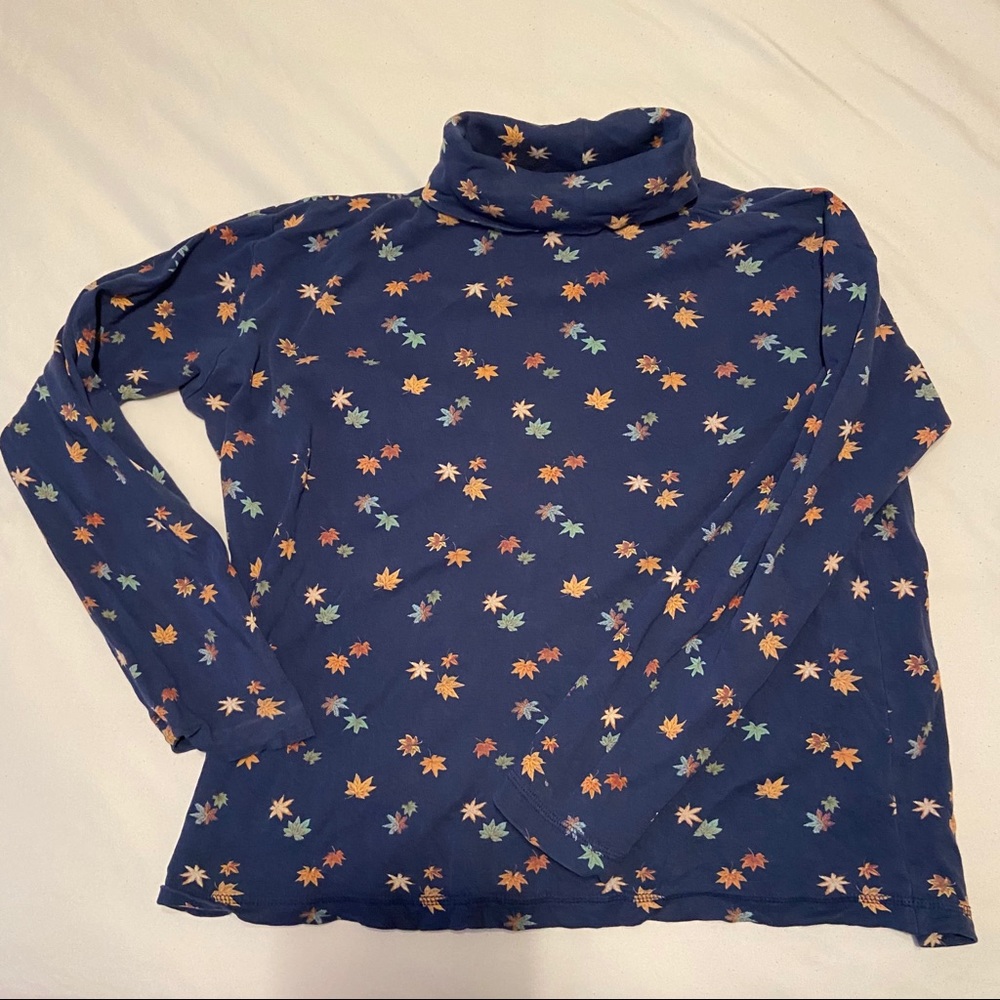 Festive Fall Leaves Turtleneck Long Sleeve